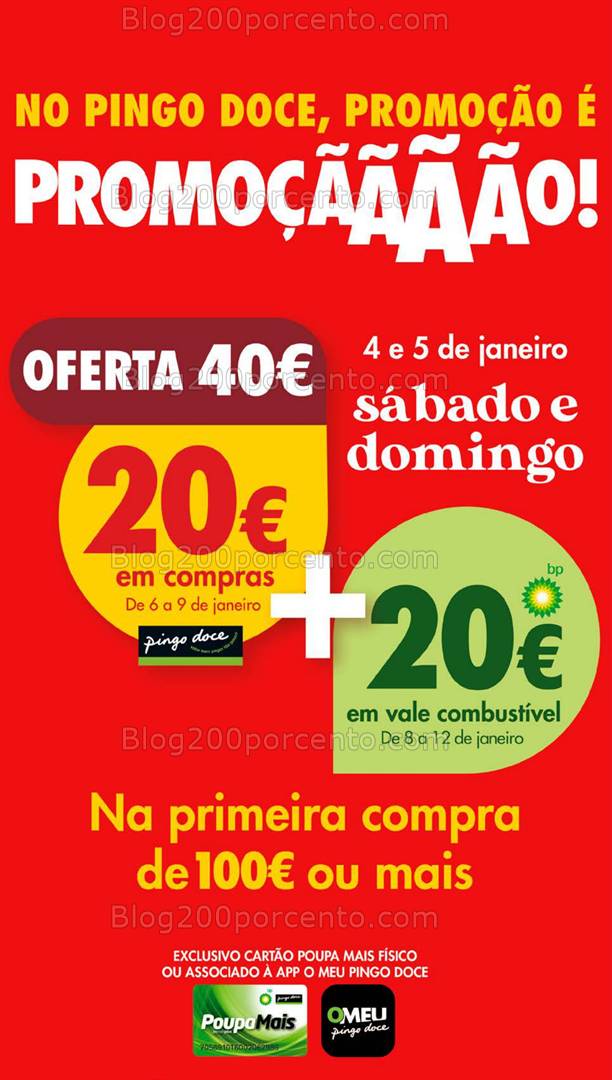 ALERTA - Oferta de 40€ PINGO DOCE Fim de Semana Promoções de 4 a 5 janeiro