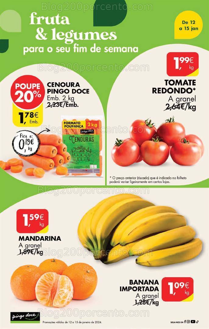 Antevisão Folheto PINGO DOCE Promoções Fim de Semana - 12 a 15 janeiro