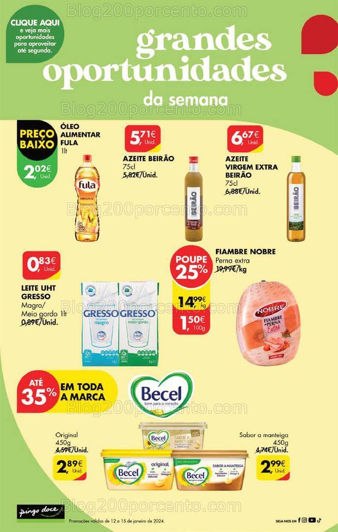 Antevisão Folheto PINGO DOCE Promoções Fim de Semana - 12 a 15 janeiro