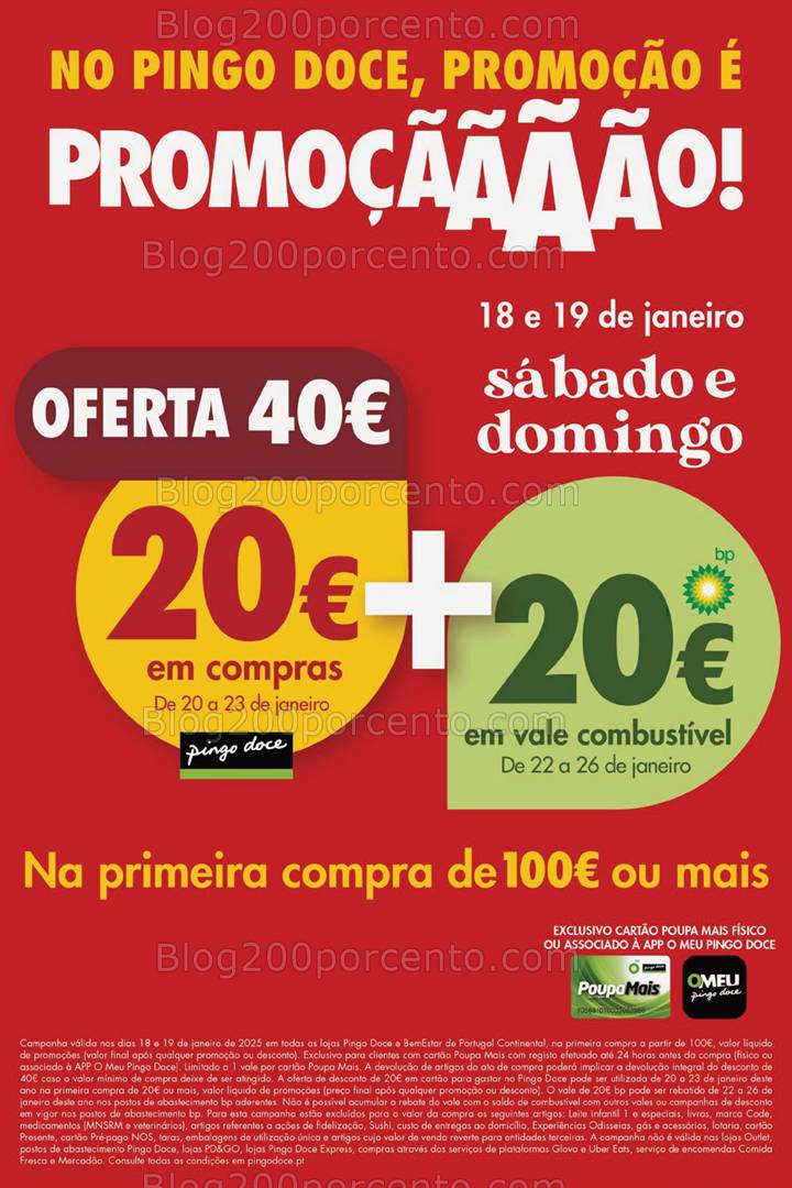 ALERTA - Oferta de 40€ PINGO DOCE Promoções Fim de Semana - 18 e 19 janeiro