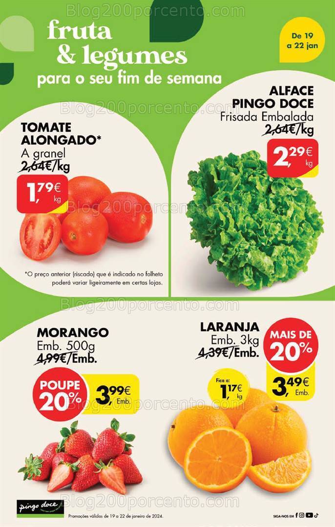Antevisão Folheto PINGO DOCE Promoções Fim de Semana - 19 a 22 janeiro