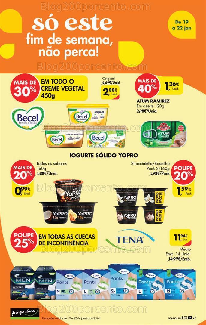 Antevisão Folheto PINGO DOCE Promoções Fim de Semana - 19 a 22 janeiro