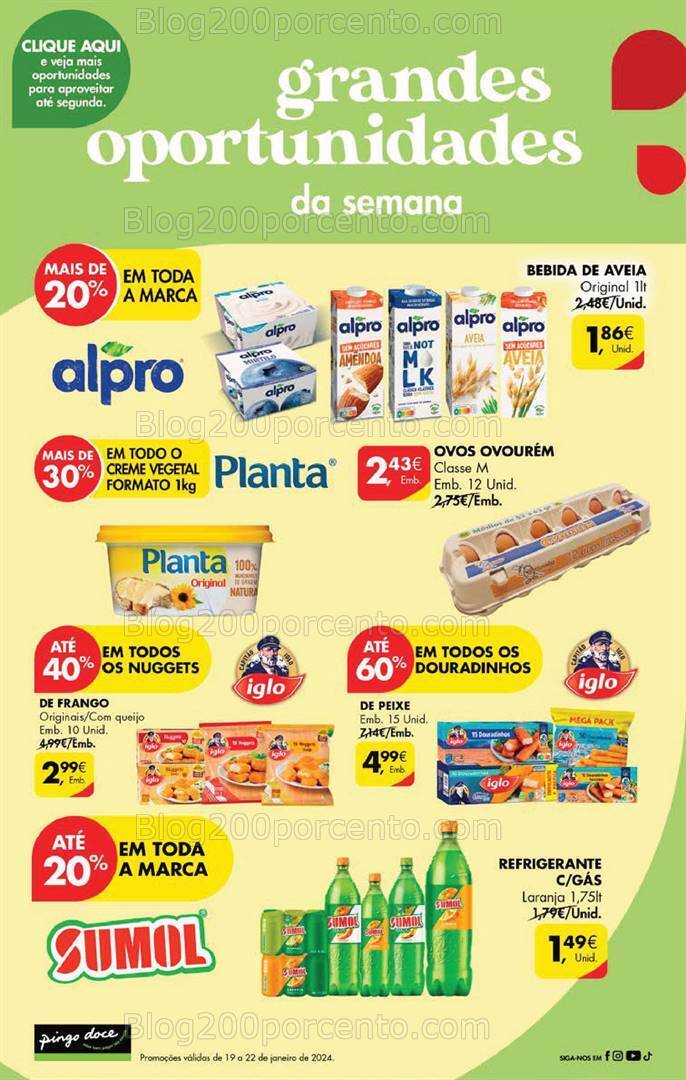 Antevisão Folheto PINGO DOCE Promoções Fim de Semana - 19 a 22 janeiro