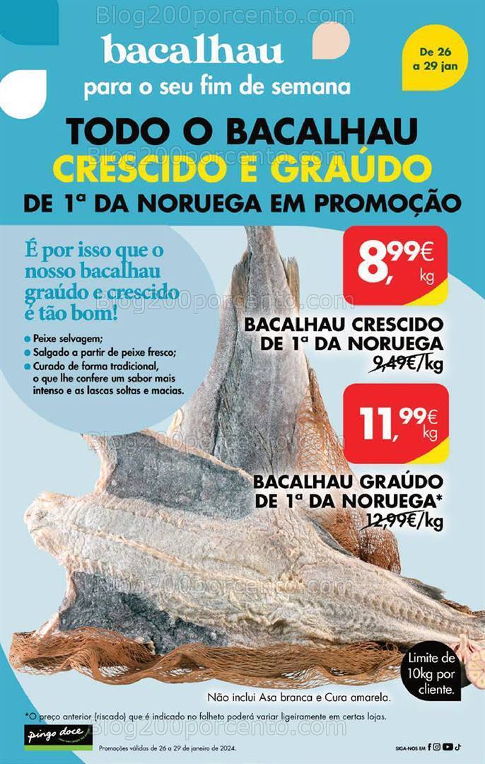 Antevisão Folheto PINGO DOCE Promoções Fim de Semana de 26 a 29 janeiro