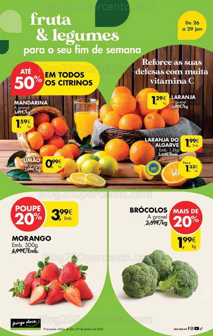 Antevisão Folheto PINGO DOCE Promoções Fim de Semana de 26 a 29 janeiro