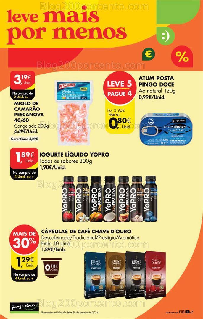 Antevisão Folheto PINGO DOCE Promoções Fim de Semana de 26 a 29 janeiro