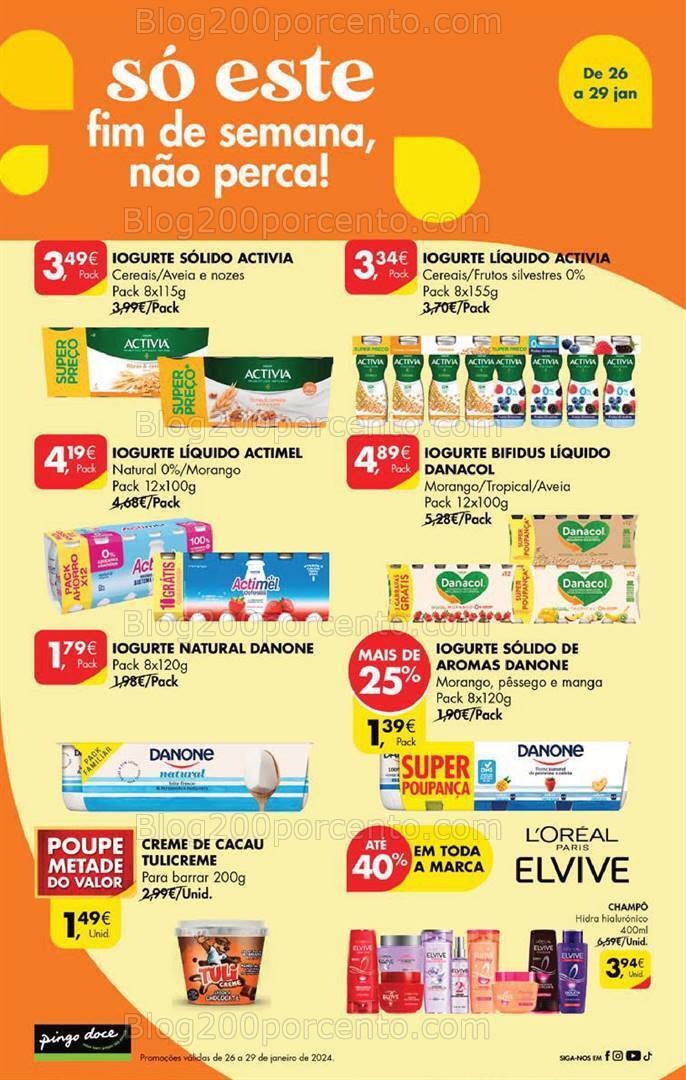 Antevisão Folheto PINGO DOCE Promoções Fim de Semana de 26 a 29 janeiro