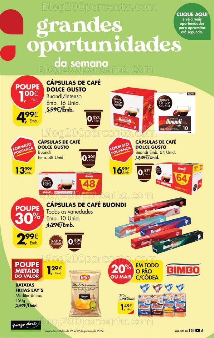Antevisão Folheto PINGO DOCE Promoções Fim de Semana de 26 a 29 janeiro