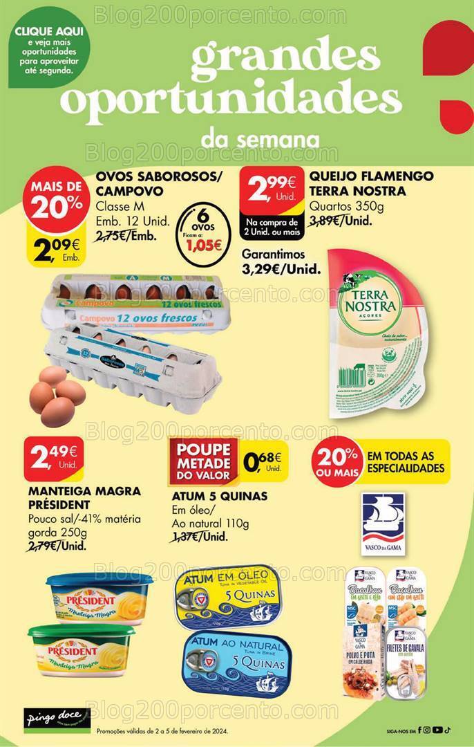 Antevisão Folheto PINGO DOCE Promoções Fim de Semana - 2 a 5 fevereiro