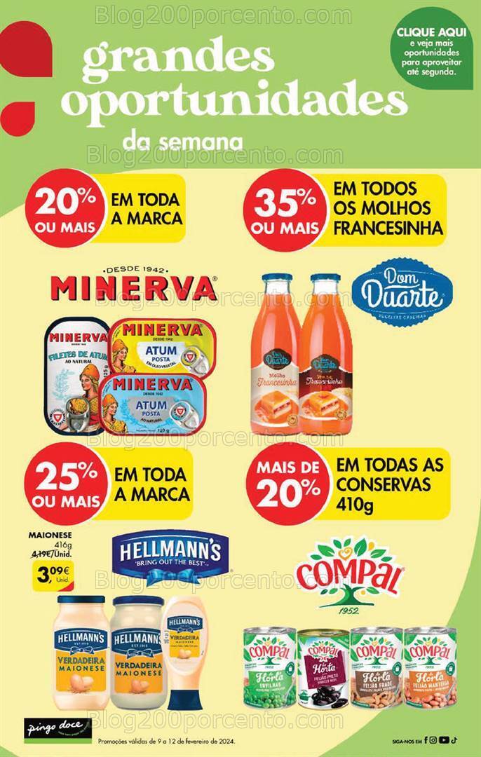 Antevisão Folheto PINGO DOCE Promoções Fim de Semana - 9 a 12 fevereiro
