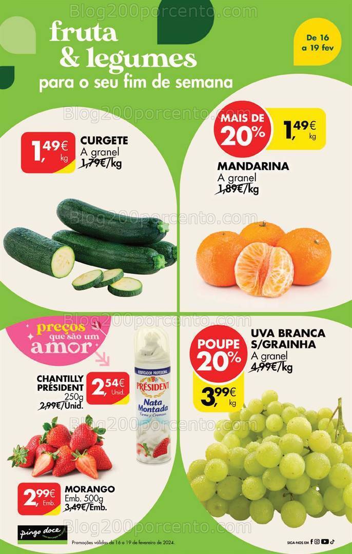 Antevisão Folheto PINGO DOCE Promoções Fim de Semana - 16 a 19 fevereiro