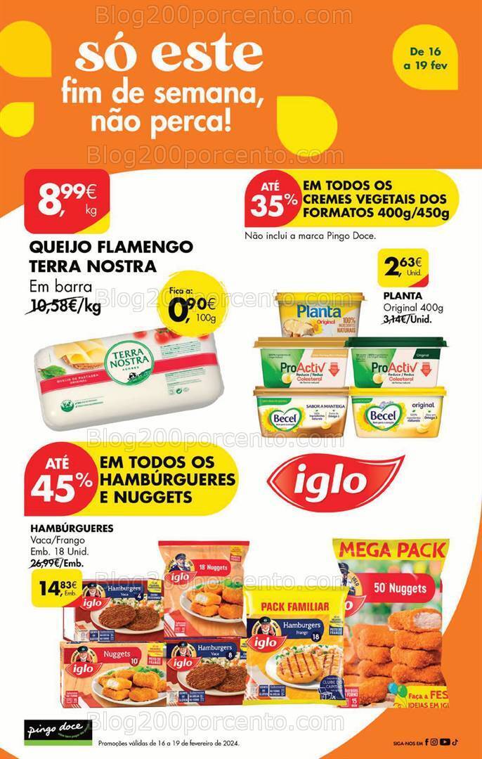 Antevisão Folheto PINGO DOCE Promoções Fim de Semana - 16 a 19 fevereiro