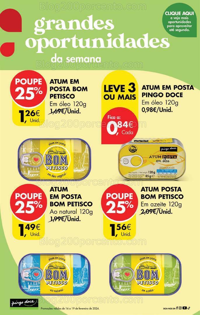 Antevisão Folheto PINGO DOCE Promoções Fim de Semana - 16 a 19 fevereiro