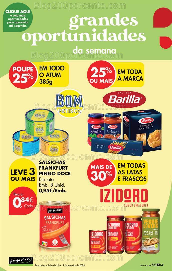 Antevisão Folheto PINGO DOCE Promoções Fim de Semana - 16 a 19 fevereiro