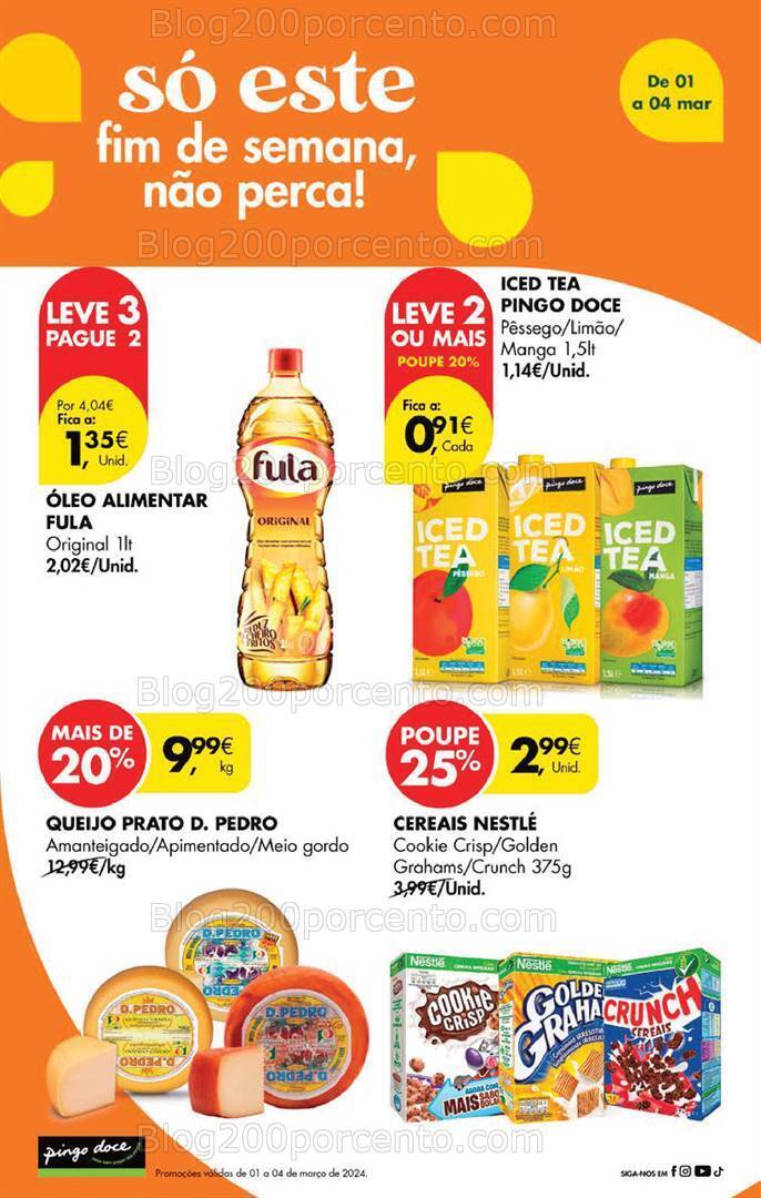 Antevisão Folheto PINGO DOCE Promoções Fim de Semana - 1 a 4 março