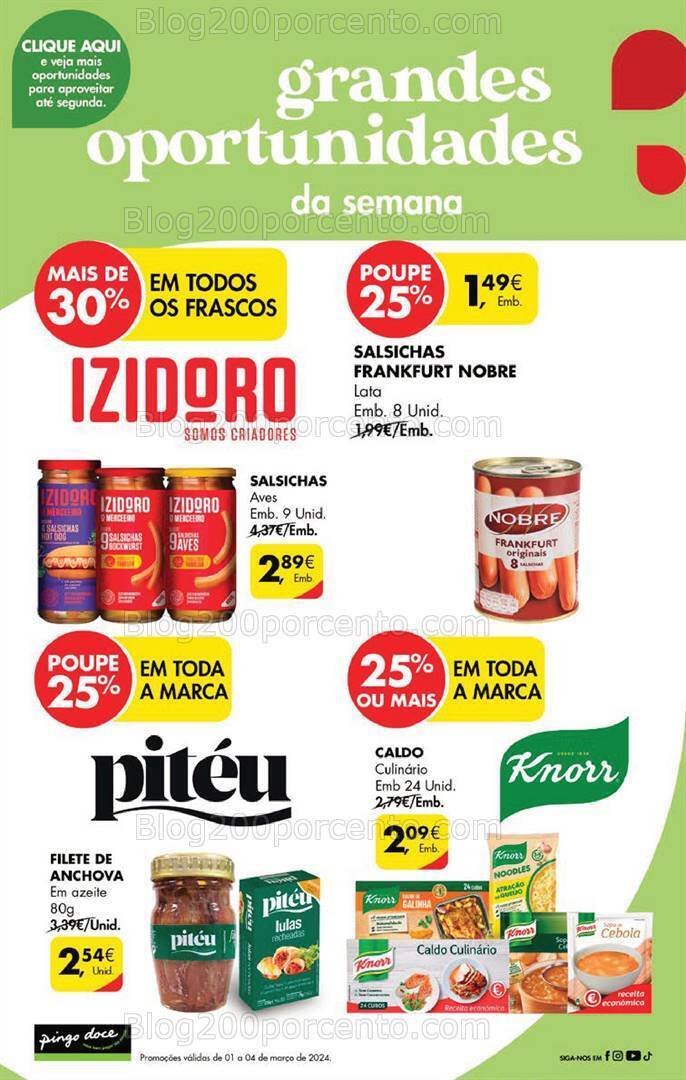 Antevisão Folheto PINGO DOCE Promoções Fim de Semana - 1 a 4 março
