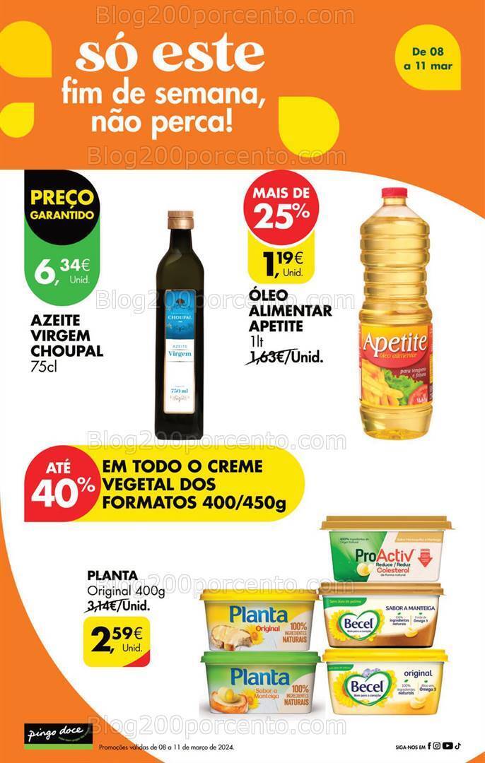 Antevisão Folheto PINGO DOCE Promoções Fim de Semana de 8 a 11 março