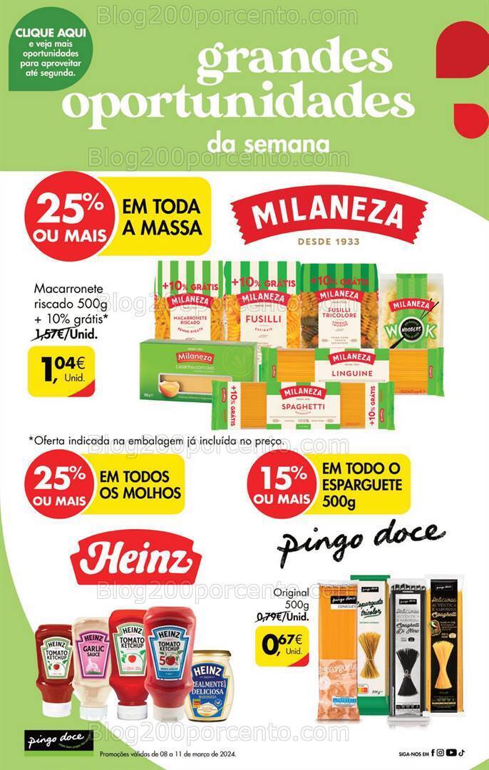 Antevisão Folheto PINGO DOCE Promoções Fim de Semana de 8 a 11 março