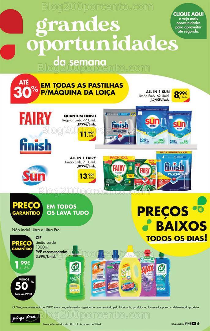 Antevisão Folheto PINGO DOCE Promoções Fim de Semana de 8 a 11 março