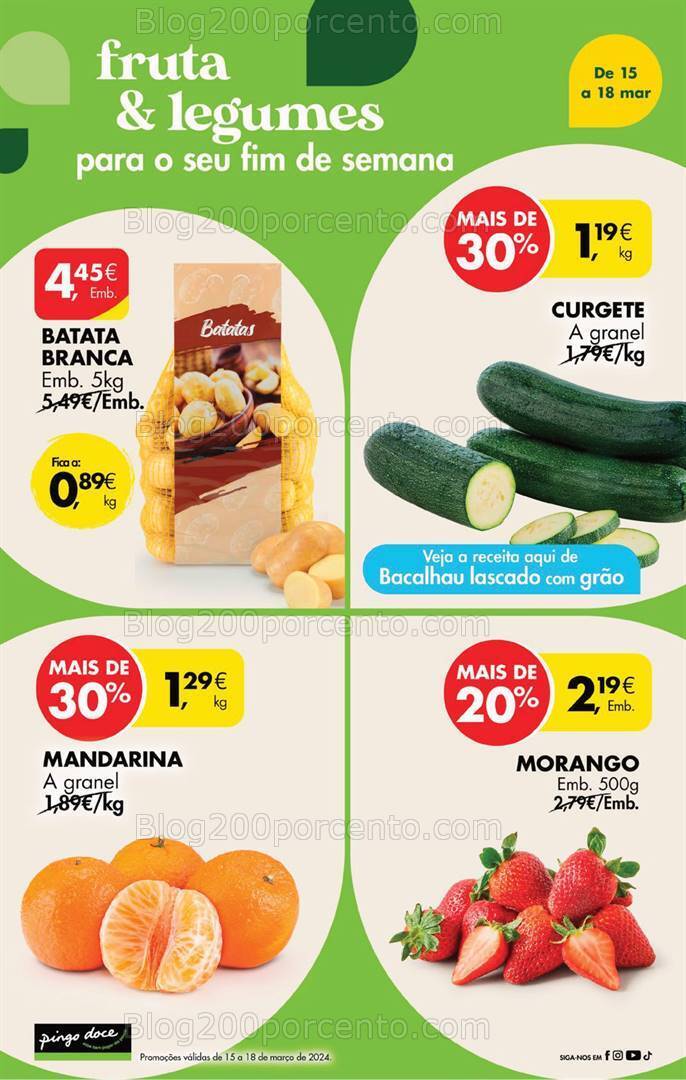 Antevisão Folheto PINGO DOCE Promoções Fim de Semana - 15 a 18 março