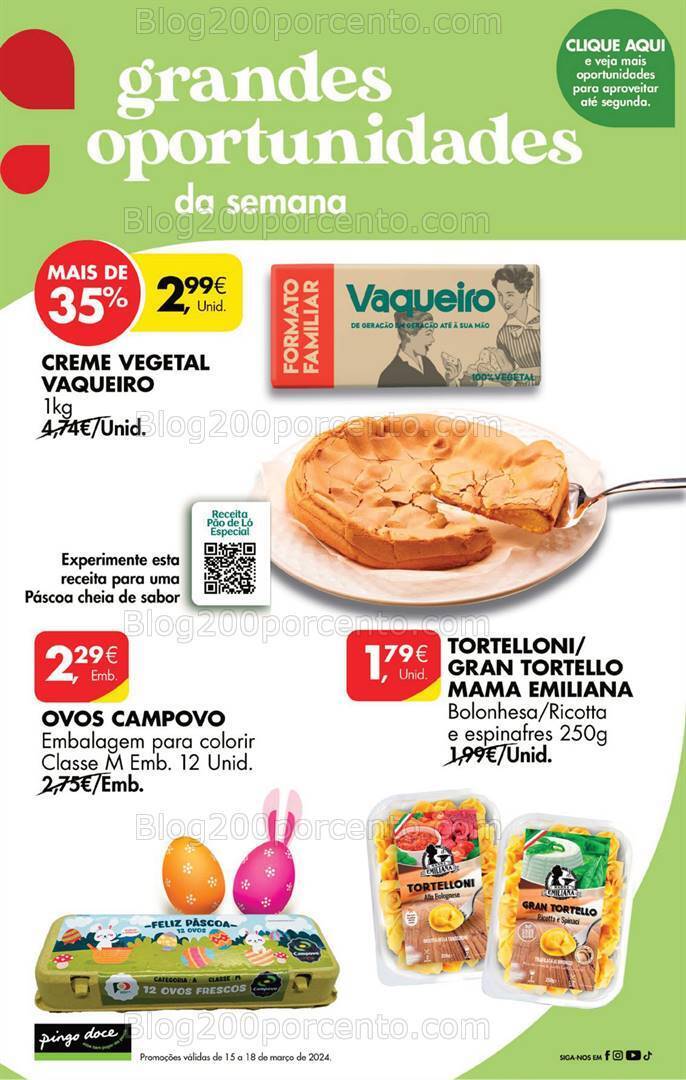 Antevisão Folheto PINGO DOCE Promoções Fim de Semana - 15 a 18 março