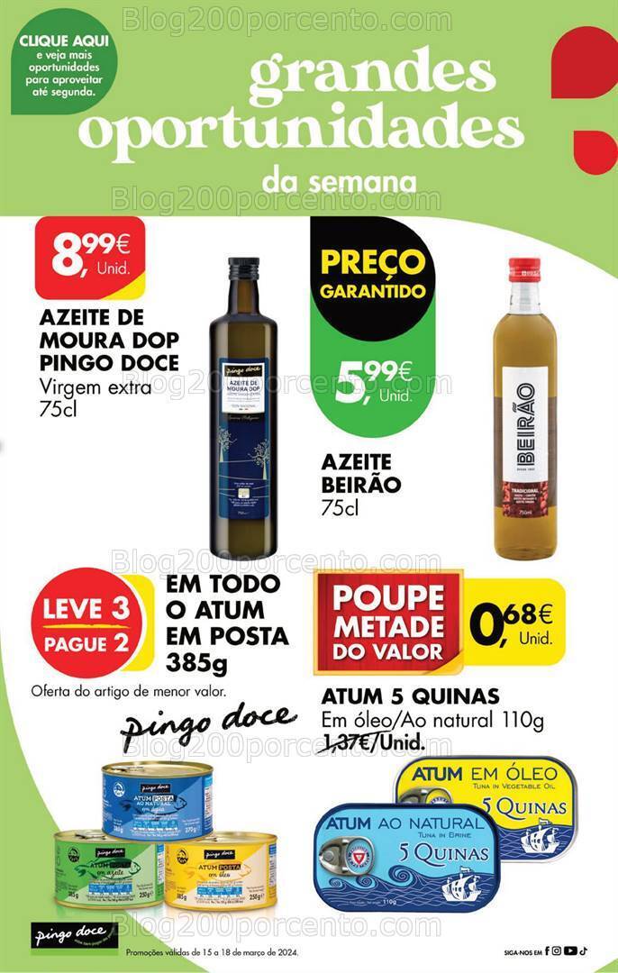 Antevisão Folheto PINGO DOCE Promoções Fim de Semana - 15 a 18 março