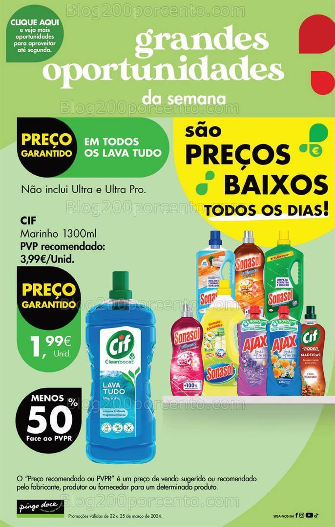 Antevisão Folheto PINGO DOCE Promoções Fim de Semana - 22 a 25 março