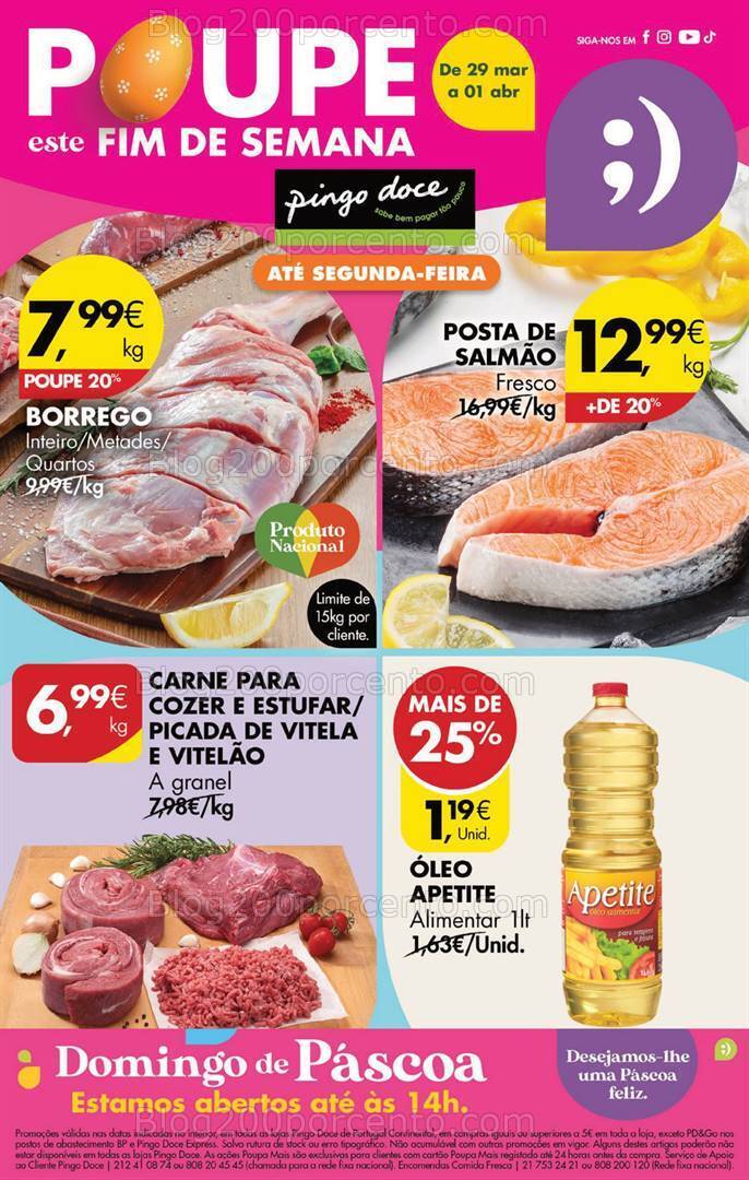 Antevisão Folheto PINGO DOCE Promoções Fim de Semana de 29 março a 1 abril