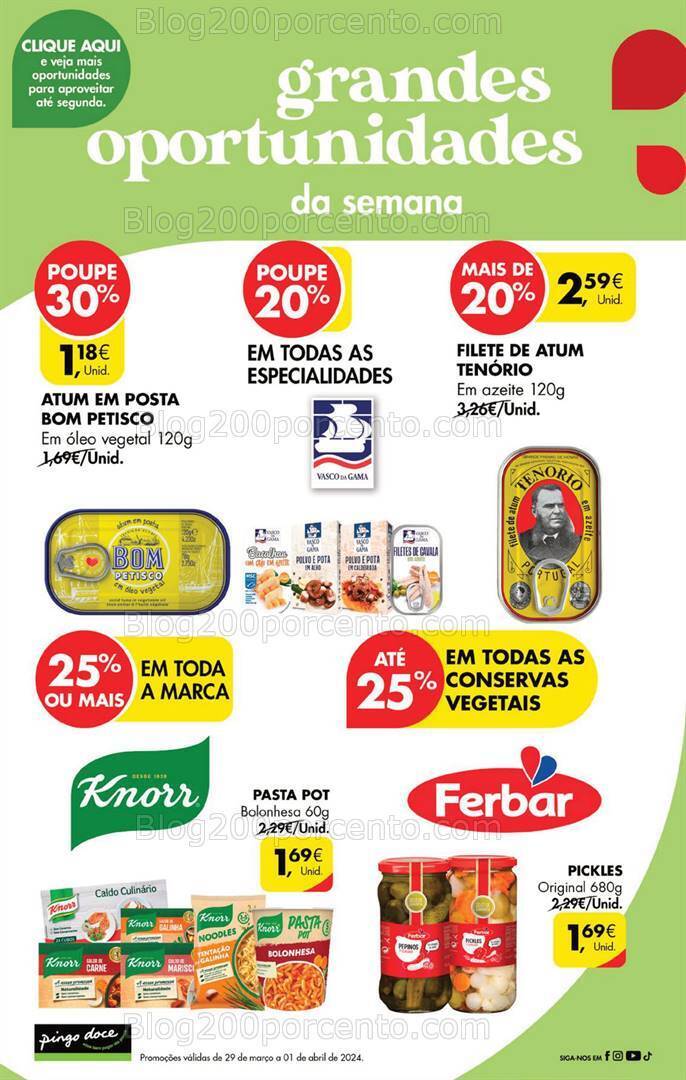 Antevisão Folheto PINGO DOCE Promoções Fim de Semana de 29 março a 1 abril