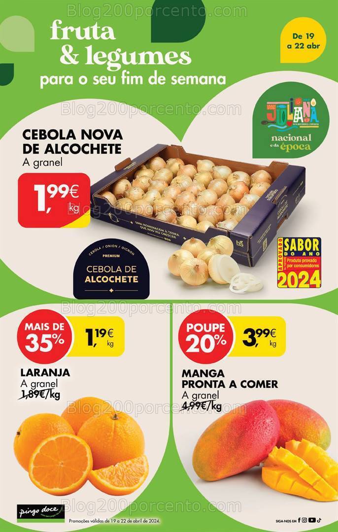 Antevisão Folheto PINGO DOCE Promoções Fim de Semana - 19 a 22 abril