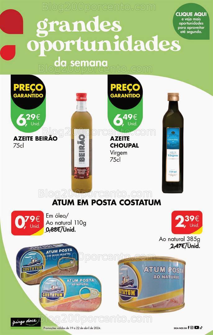 Antevisão Folheto PINGO DOCE Promoções Fim de Semana - 19 a 22 abril
