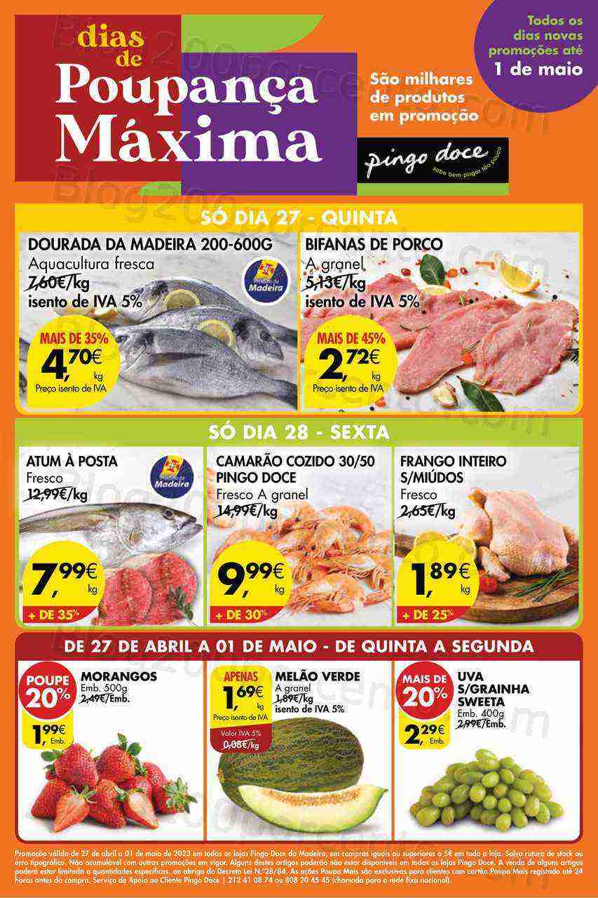 Antevisão Folheto PINGO DOCE Madeira Promoções Fim de Semana - 27 abril a 1 maio