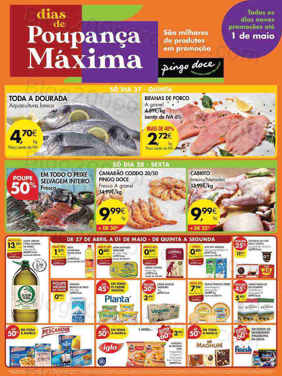 Antevisão Folheto PINGO DOCE Promoções Fim de Semana - 27 abril a 1 maio