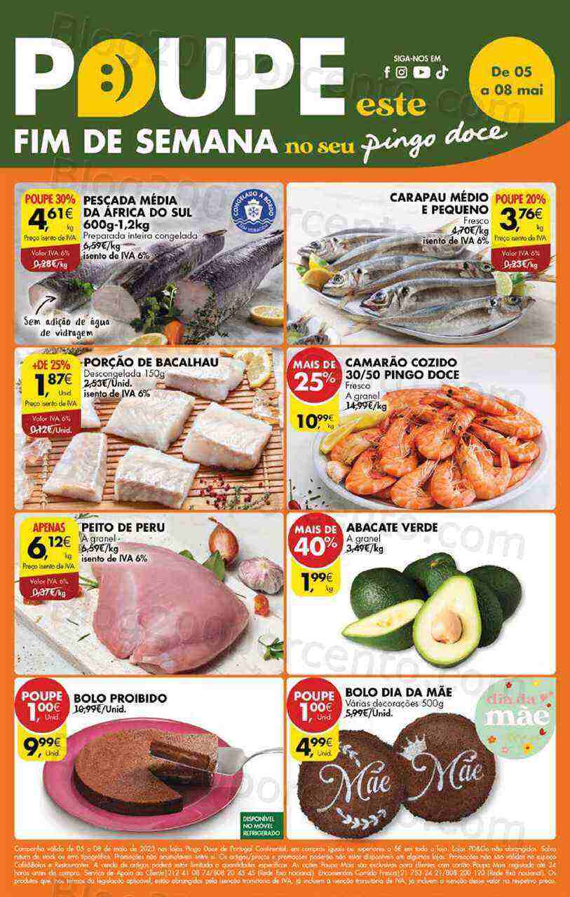 Antevisão Folheto PINGO DOCE Promoções Fim de Semana - 5 a 8 maio