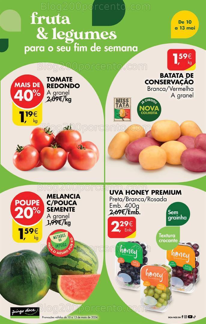 Antevisão Folheto PINGO DOCE Promoções Fim de Semana - 10 a 13 maio