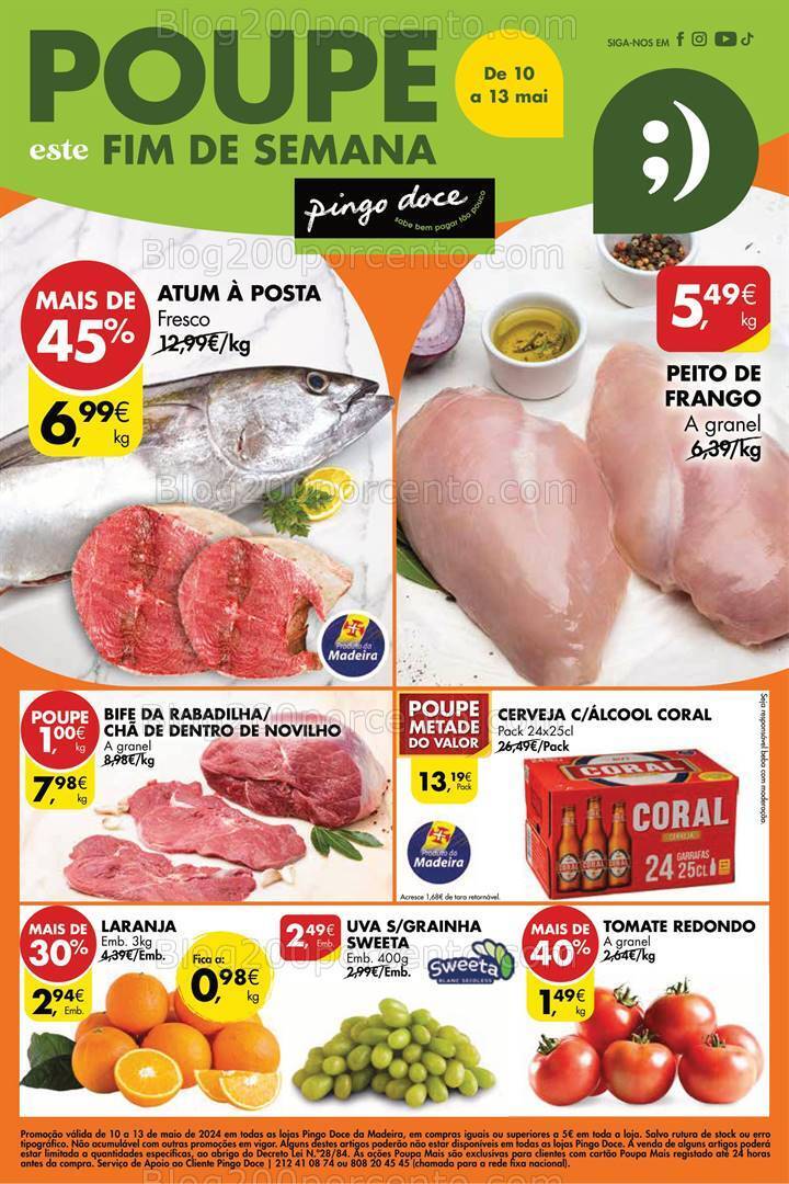 Antevisão Folheto PINGO DOCE Madeira Promoções Fim de Semana - 10 a 13 maio