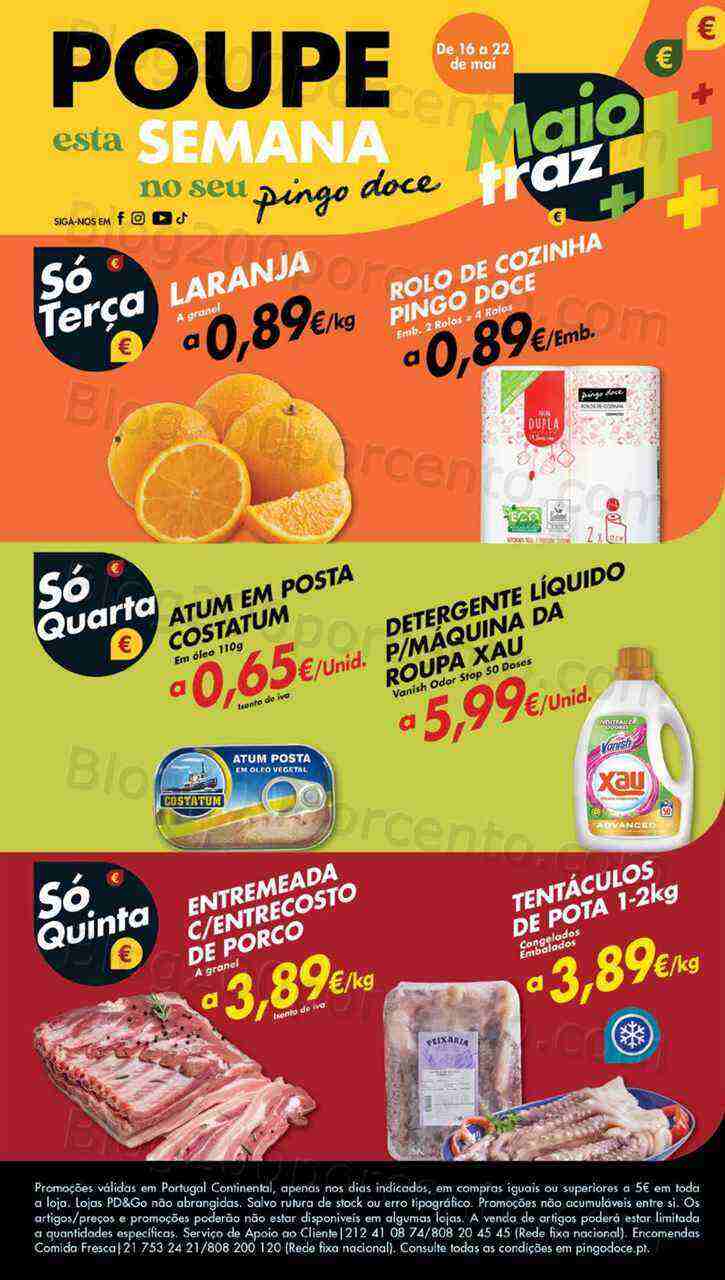 Antevisão Folheto PINGO DOCE Lojas Grandes Promoções de 16 a 22 maio