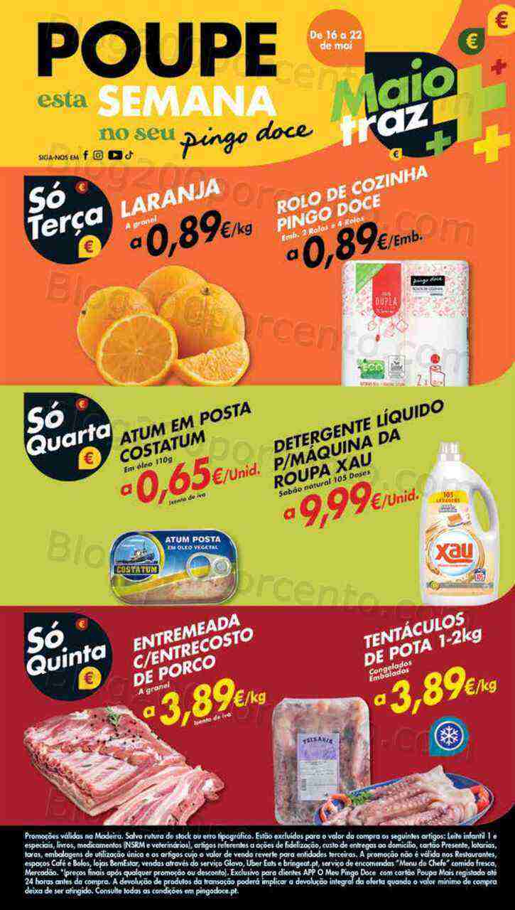 Antevisão Folheto PINGO DOCE Madeira Promoções de 16 a 22 maio