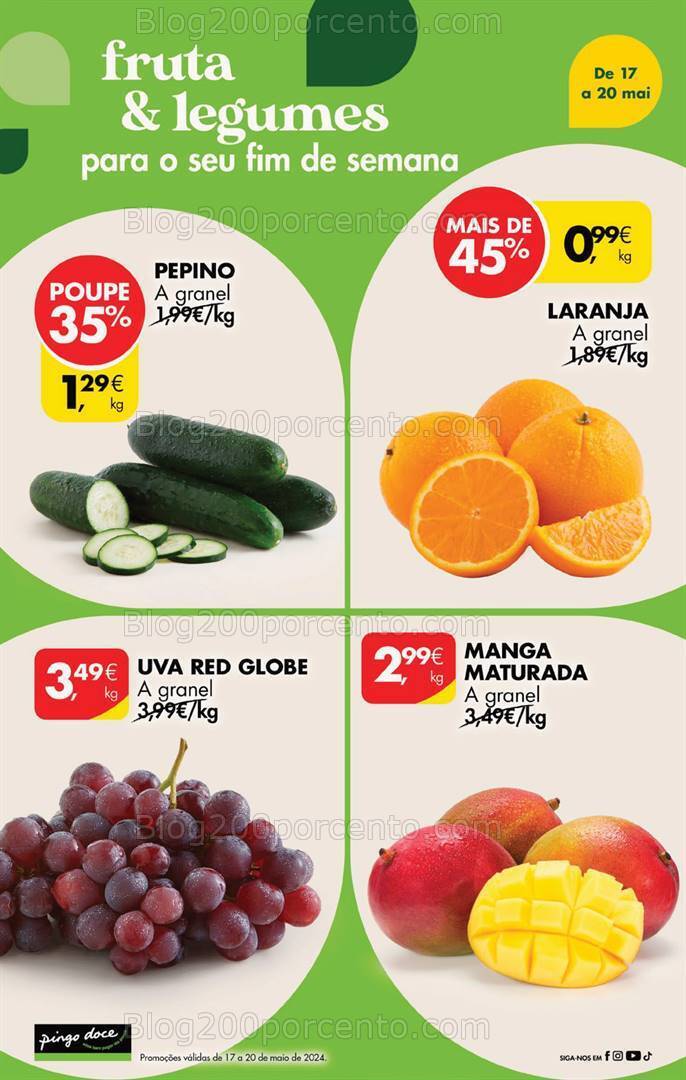 Antevisão Folheto PINGO DOCE Promoções Fim de Semana - 17 a 20 maio