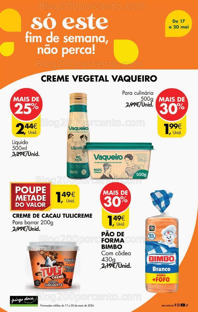 Antevisão Folheto PINGO DOCE Promoções Fim de Semana - 17 a 20 maio