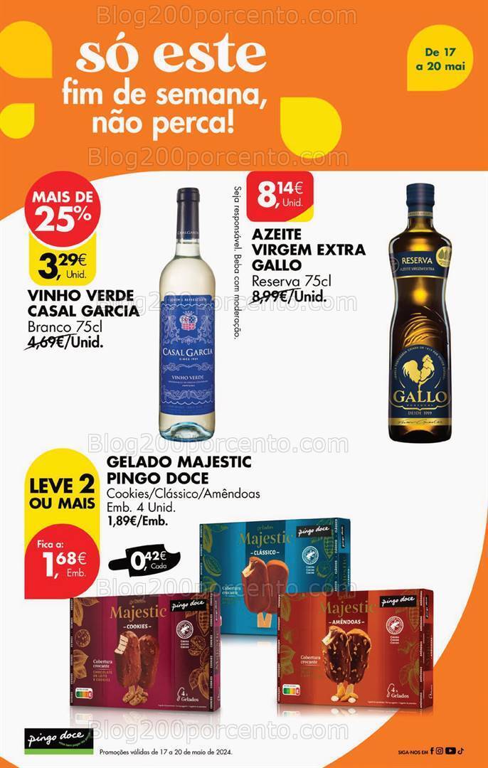 Antevisão Folheto PINGO DOCE Promoções Fim de Semana - 17 a 20 maio