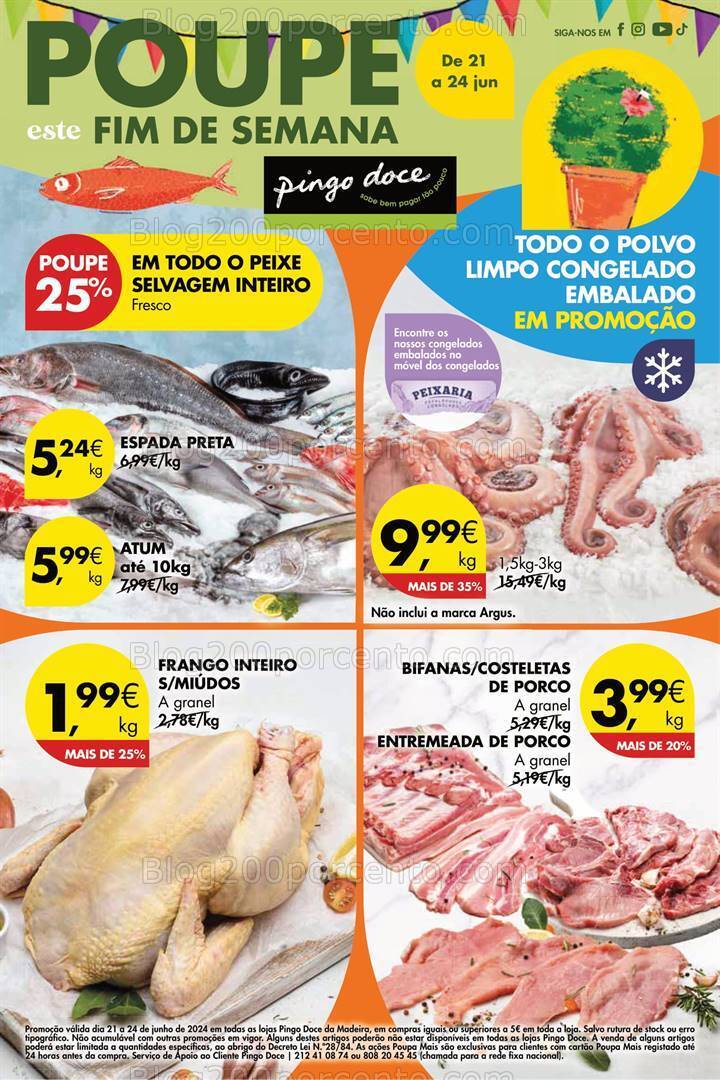 Antevisão Folheto PINGO DOCE Madeira Promoções Fim de Semana - 21 a 24 junho
