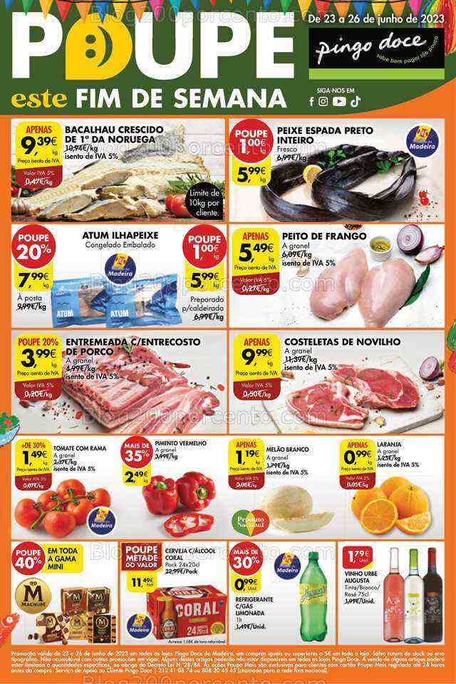 Antevisão Folheto PINGO DOCE Madeira Fim de Semana - 23 a 26 junho