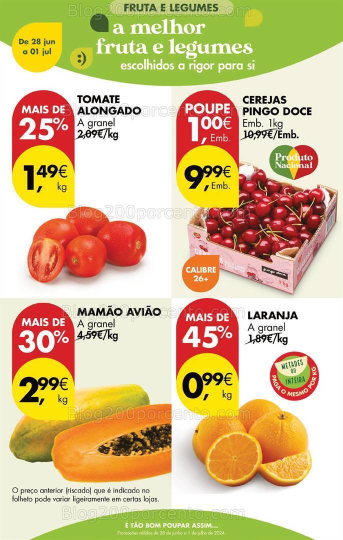 Antevisão Folheto PINGO DOCE Promoções Fim de Semana - 28 junho a 1 julho