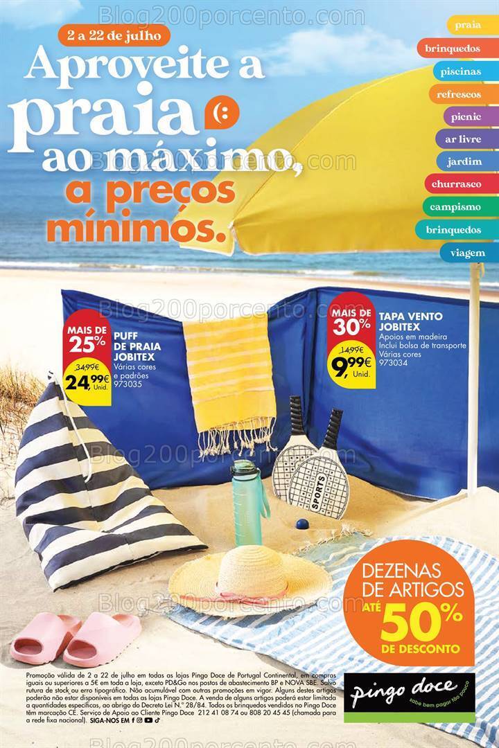 Antevisão Folheto PINGO DOCE Bazar Verão Promoções de 2 a 22 julho