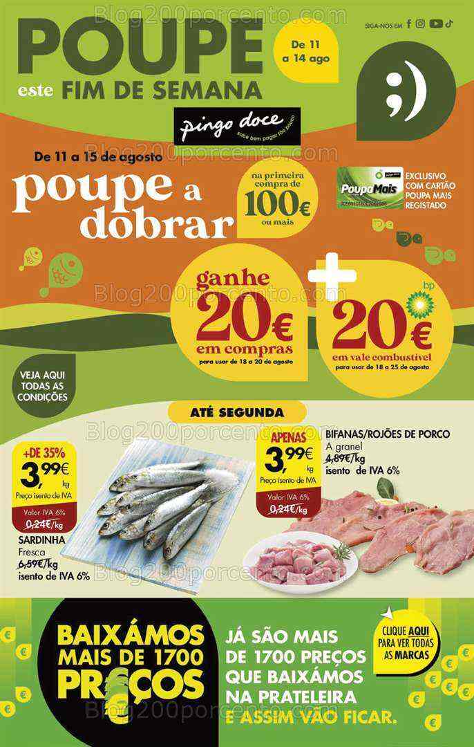 Antevisão Folheto PINGO DOCE Promoções Fim de Semana - 11 a 14 agosto