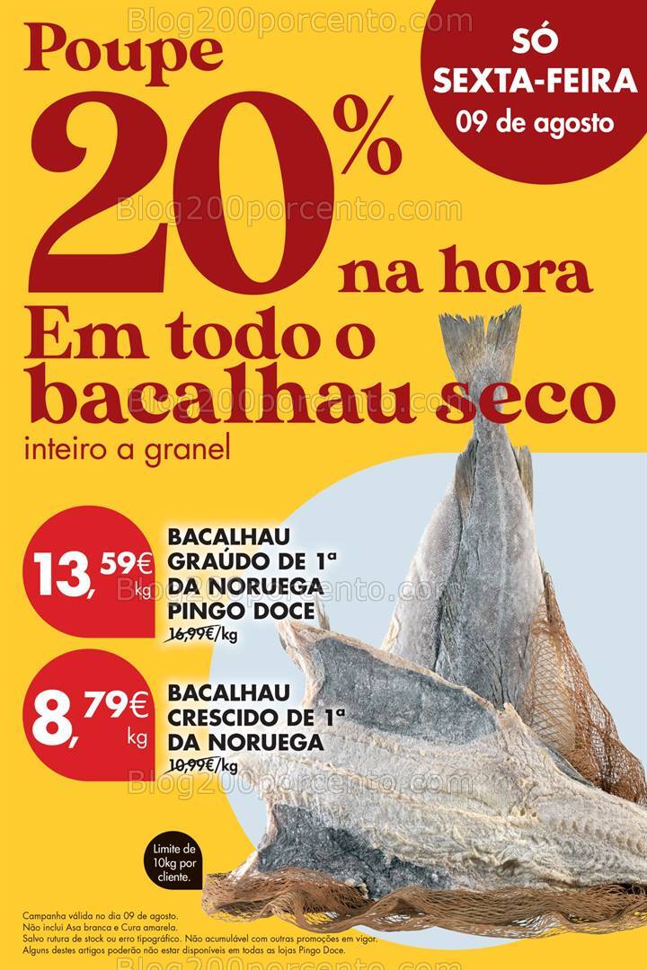 ALERTA - 20% de desconto PINGO DOCE em todo o bacalhau só 9 agosto!