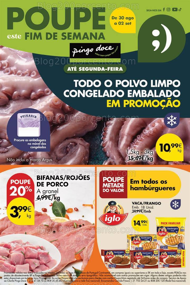 Antevisão Folheto PINGO DOCE Ganhe a Dobrar Fim de Semana - 30 agosto a 1 setembro