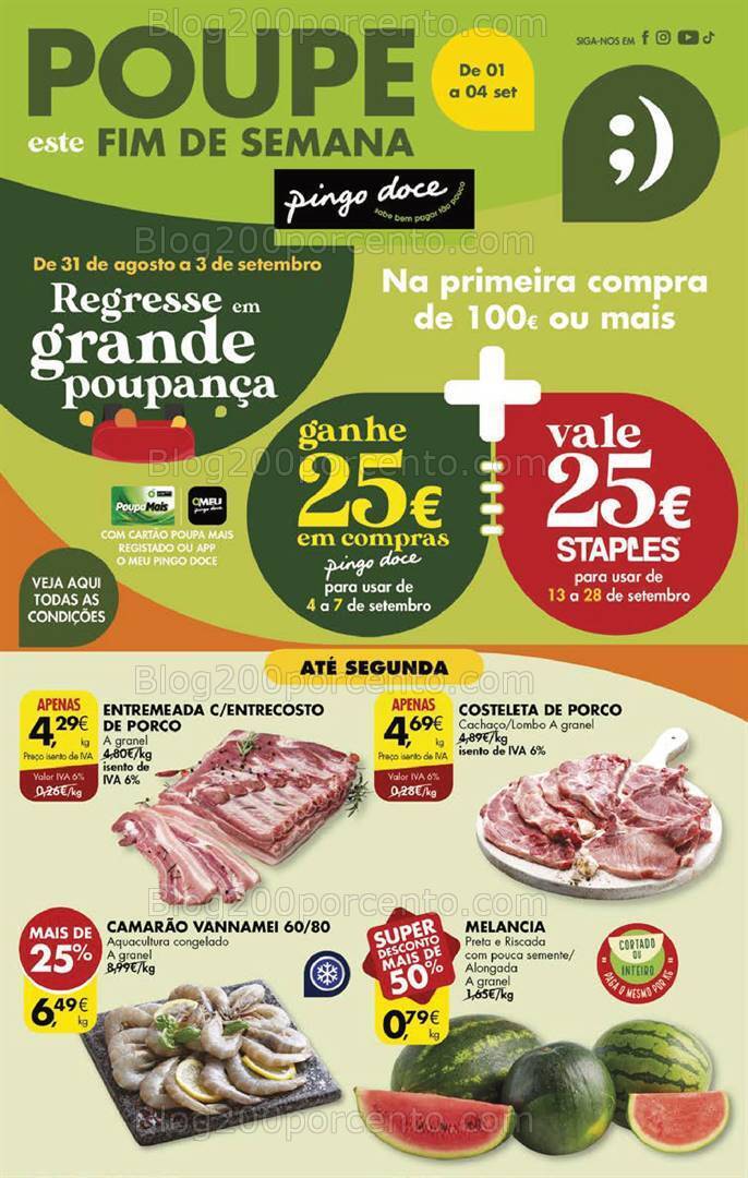 Antevisão Folheto PINGO DOCE Promoções Fim de Semana - 1 a 4 setembro