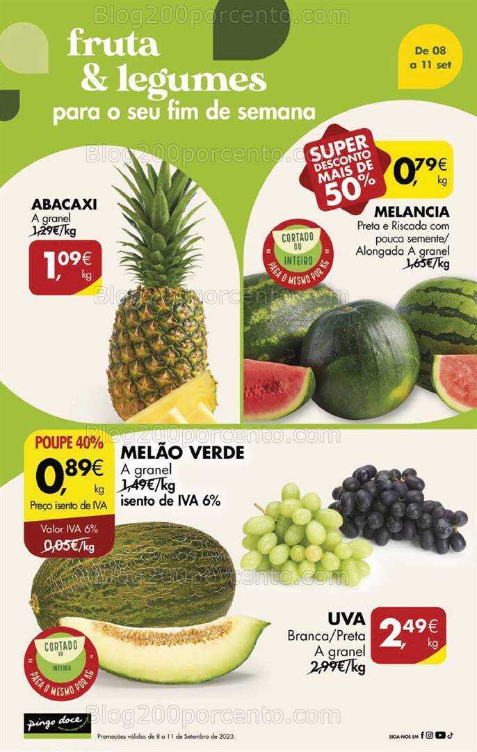 Antevisão Folheto PINGO DOCE Promoções Fim de Semana - 8 a 11 setembro